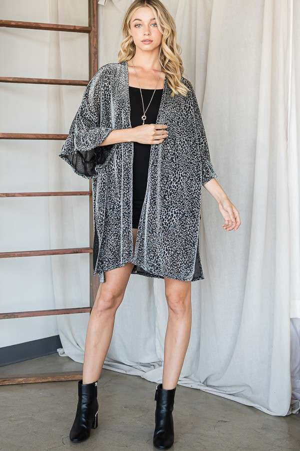 Metallic Leopard Print Kimono