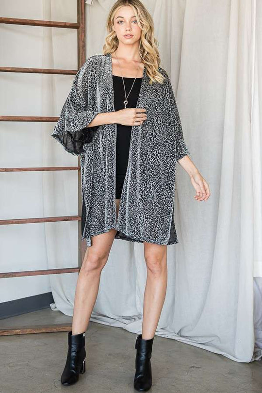 Metallic Leopard Print Kimono