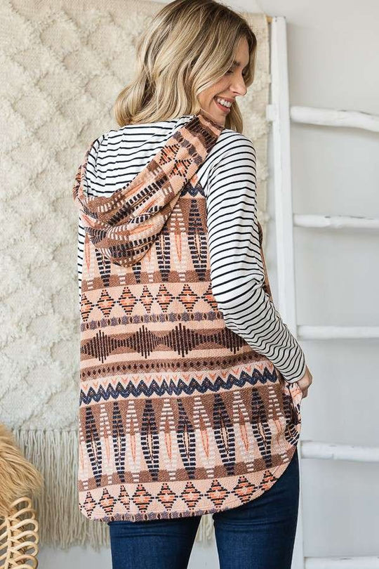 Tribal Stripe Mix Hoodie