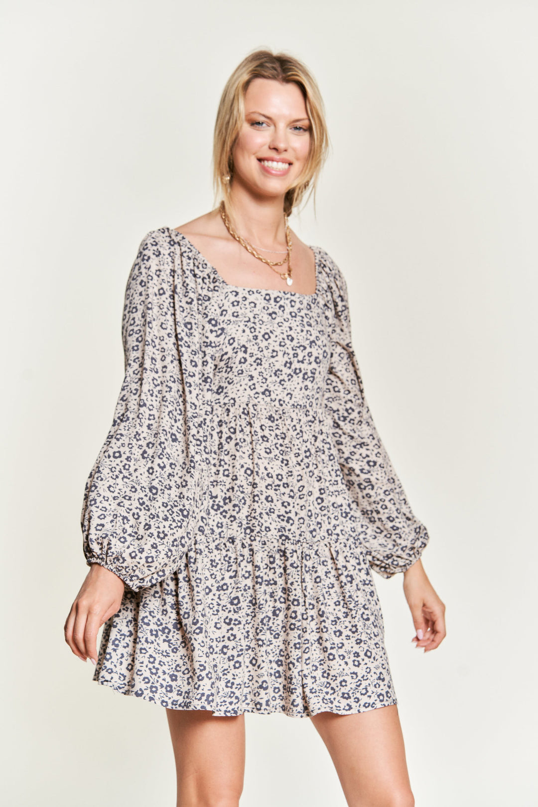 Floral Print Smocked Ruffle Dress